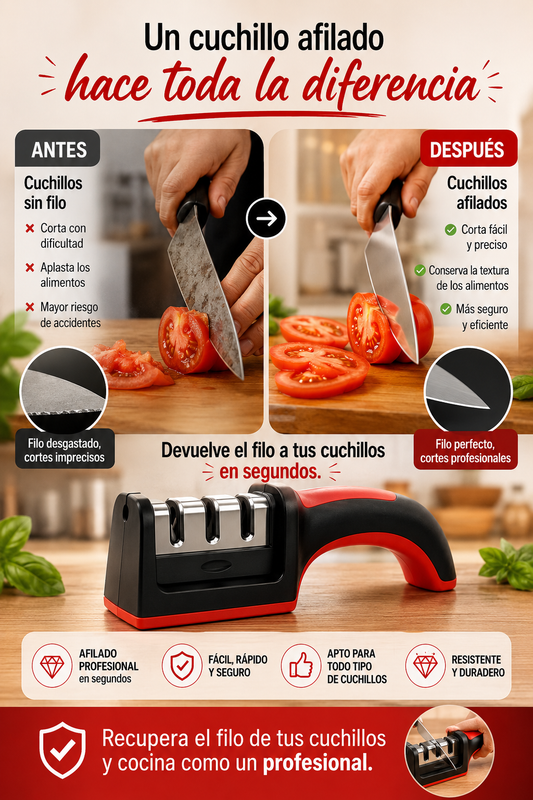 Afilador de cuchillos 3 etapas – detalle de las ranuras de afilado
