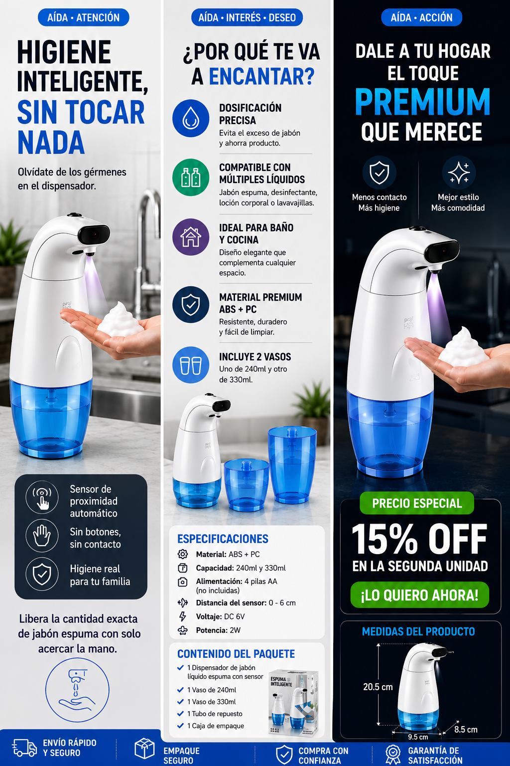 
Img 5: Dispensador de jabón con sensor infrarrojo – ángulo lateral
