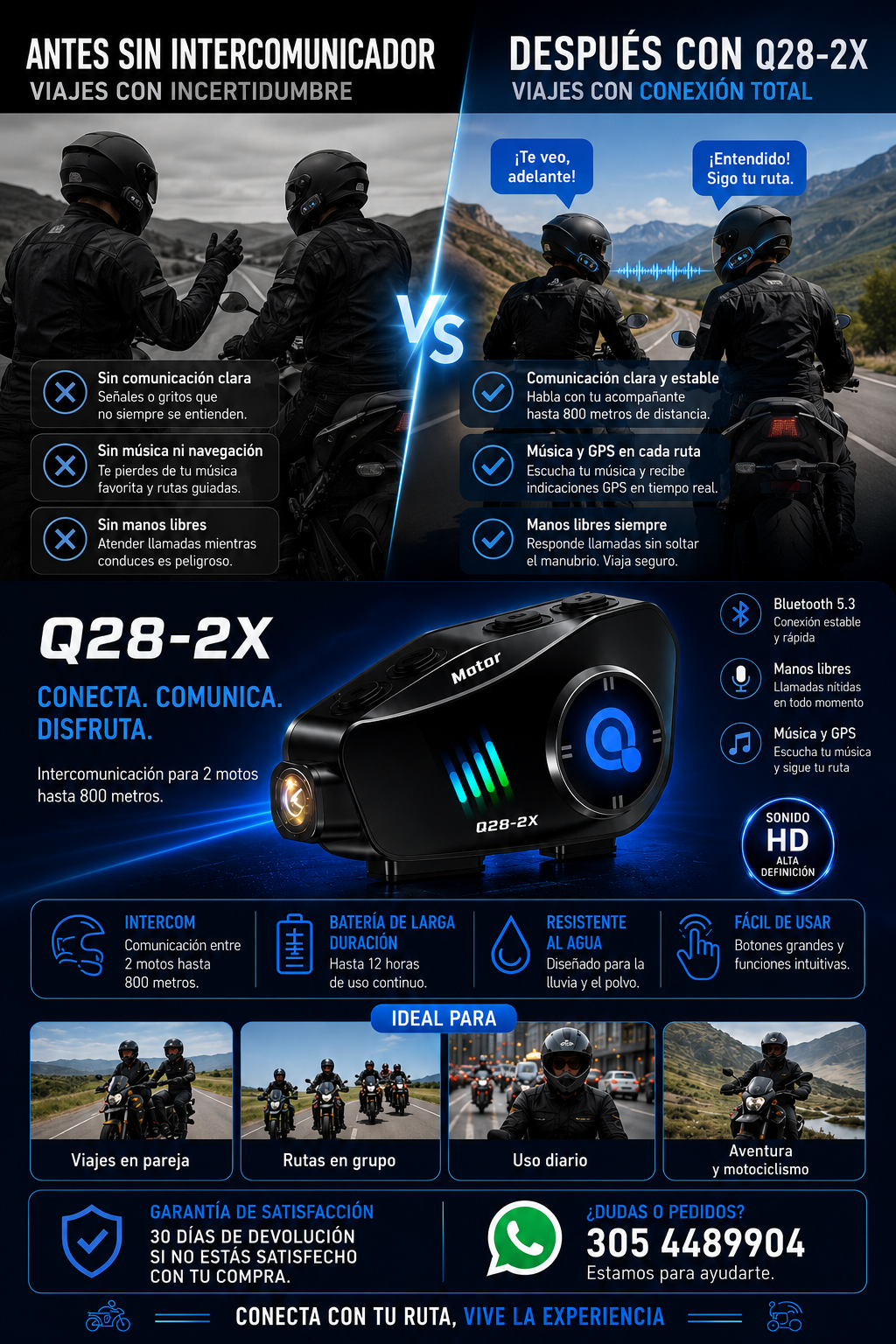 
 Intercomunicador KR-M5 – conectividad Bluetooth y manos libres
