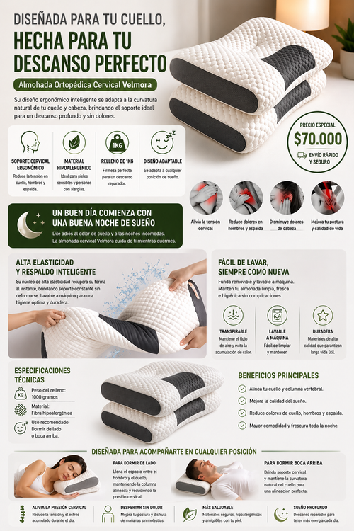 Almohada Ortopédica Cervical 1kg — Descanso y Alivio Postural