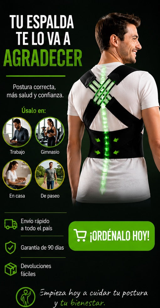 Corrector de postura con soporte lumbar ajustable, faja postural para espalda y hombros
