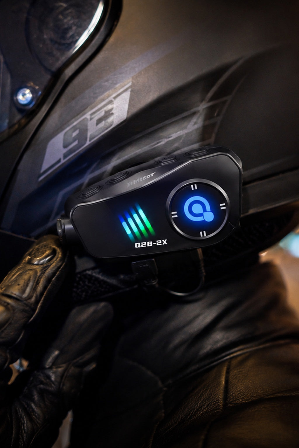 
 Intercomunicador para moto KR-M5 – vista completa del dispositivo