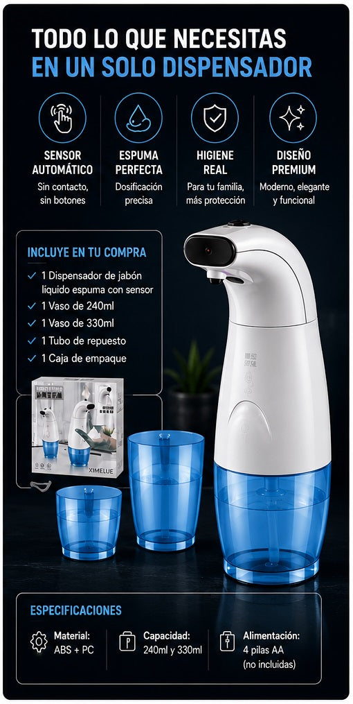 Dispensador de Jabón con Sensor Automático | Sin Contacto