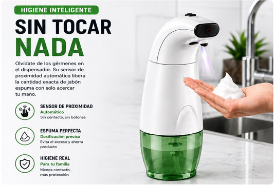 Dispensador de jabón automático sin contacto con sensor infrarrojo, higiene inteligente para el hogar