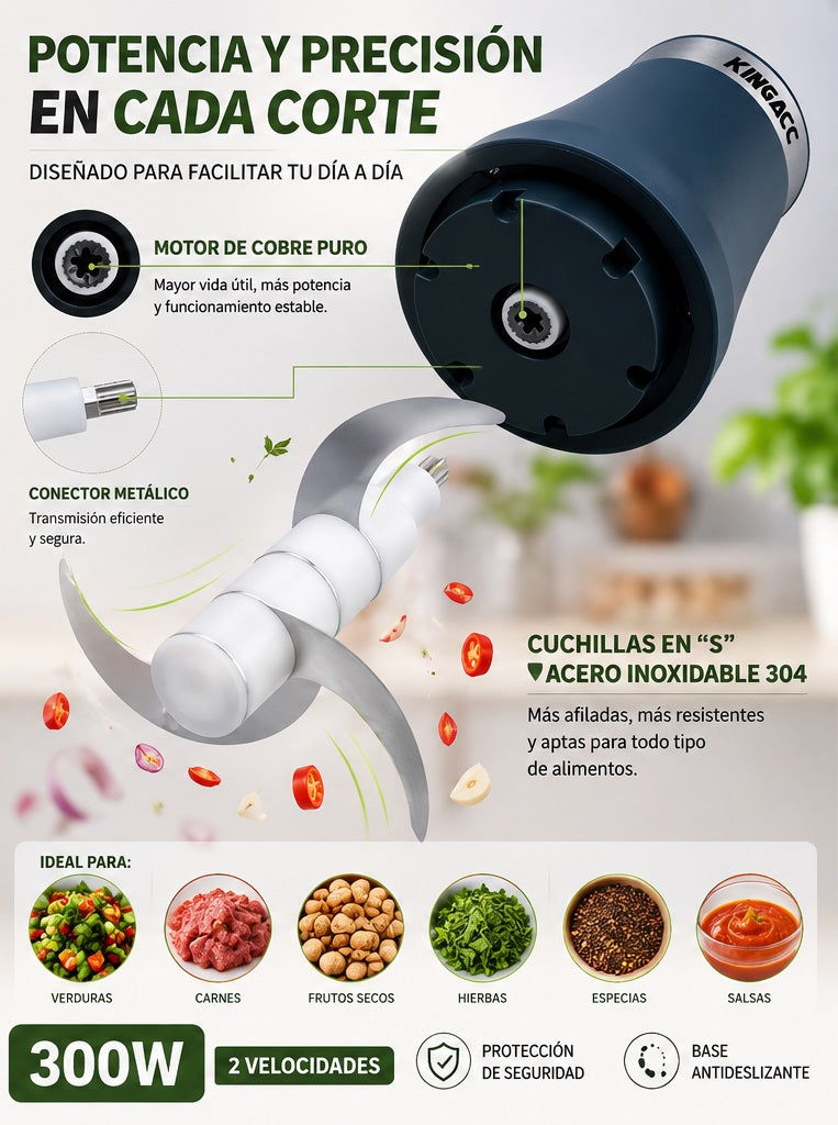 Picadora eléctrica de acero inoxidable 2 litros para cocina